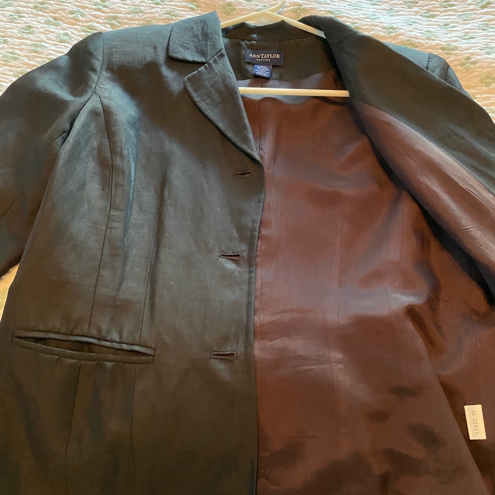 Ann Taylor 8P Black Linen-blend Blazer p2p 20” - EUC